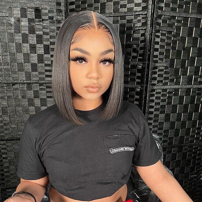 Glueless Pre Cut Lace Ready To Wear Straight Bob Human Hair Wig