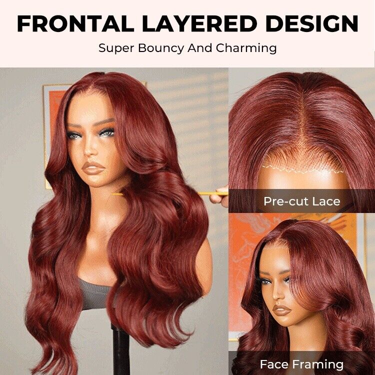 ChicLuxe Hair Vietnamese Angora Red Wavy Wig | 13x6 Frontal | Layered Cuts | 250%