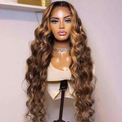 Chic Luxe Hair Glueless Lace Front Highlights Wavy Long Wig | 100% Human Hair