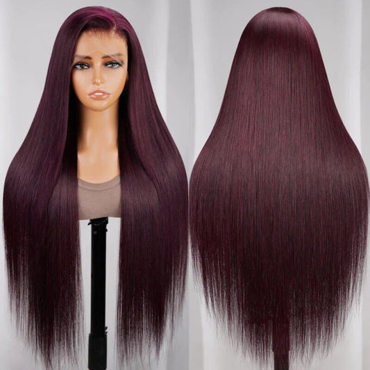 Chic Luxe Hair Glueless Full Lace Front Straight Long Dark Purple Wig | 100% Human Hair