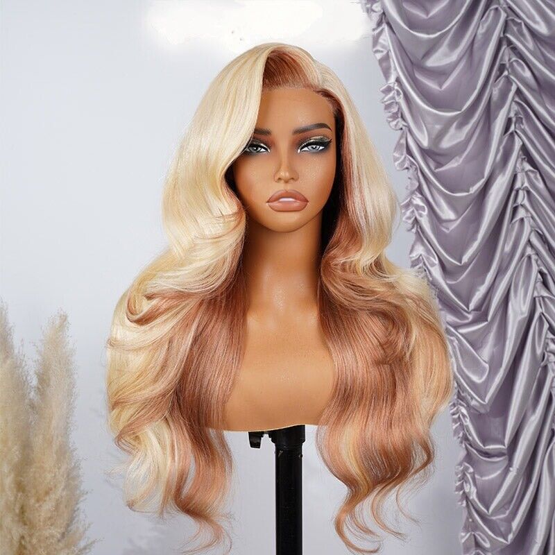 Chic Luxe Hair Glueless Blonde And Flaxen Brown Ombre Lace Front Wig | 100% Human Hair | 250% Density