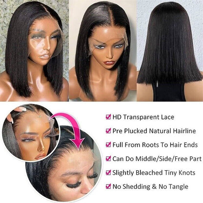 Chic Luxe Hair Straight Short Bob Full Lace Front Wig | 100% Human Hair