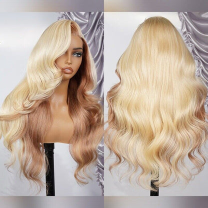 Chic Luxe Hair Glueless Blonde And Flaxen Brown Ombre Lace Front Wig | 100% Human Hair | 250% Density