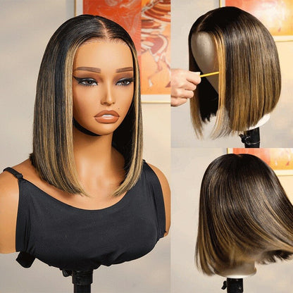 Chic Luxe Hair Blunt Cut Short Bob Ready To Go Glueless Lace Front Wig | 100% Human Hair