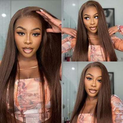 Human Hair Wigs Glueless Women Pre-cut Lace Front Wavy Straight Long Wig