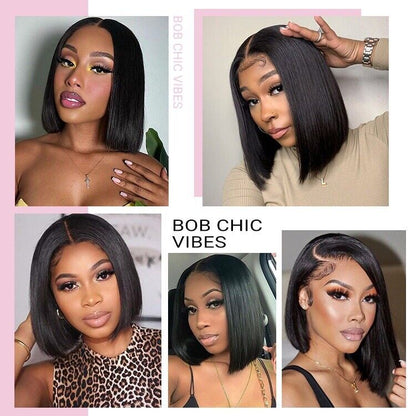 Glueless Pre Cut Lace Ready To Wear Straight Bob Human Hair Wig