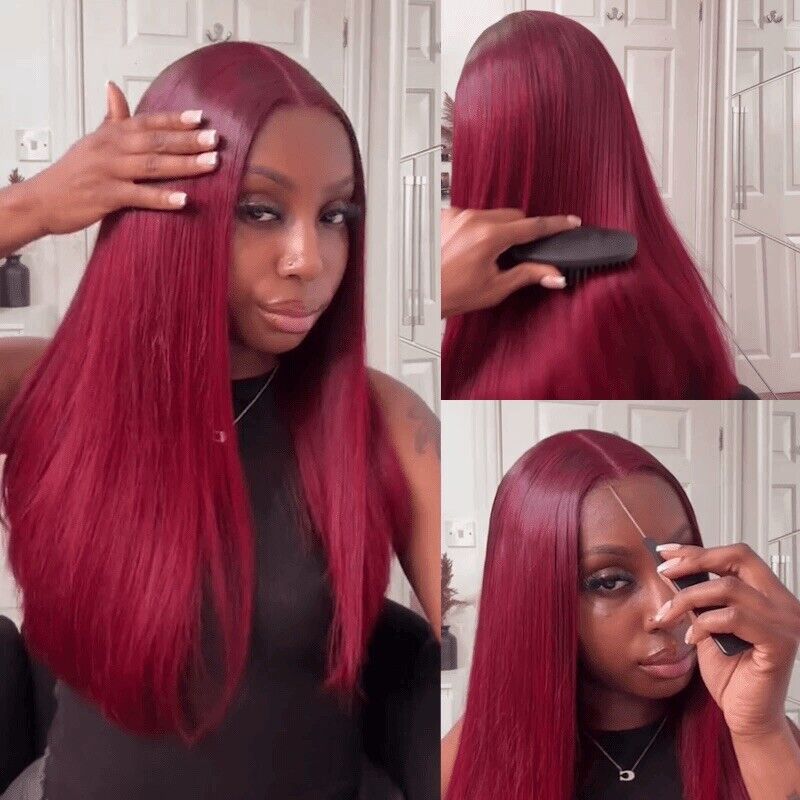 Human Hair Wigs Glueless Pre Cut Lace Front Straight Wear And Go Wig Women