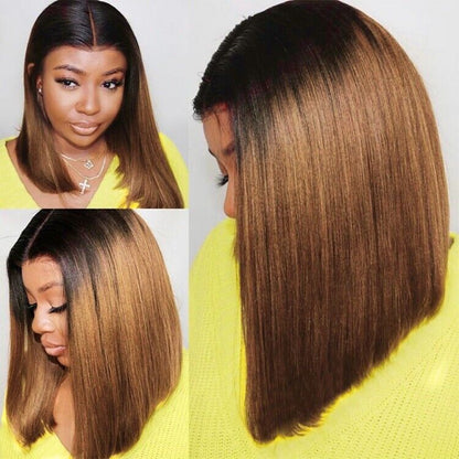 Chic Luxe Hair Ombré Short Bob Ready To Go Glueless Lace Front Wig | 100% Human Hair