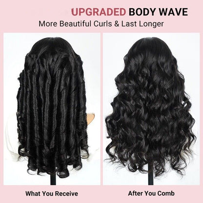 Human Hair Wigs Glueless Pre Cut Lace Front Wear Go Wavy Long Wig Women