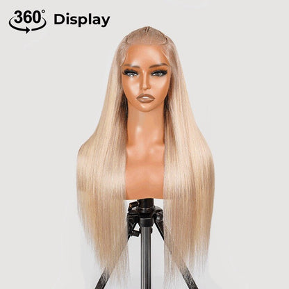 ChicLuxe Hair 100% Human Hair | Straight | Long Hair | Frontal 13*6 Invisible Transparent Lace | Blonde | 250% Density | Glueless Pre-Styled And Pre Braided | Pre-Plucked Hairline | Wear Go Wig