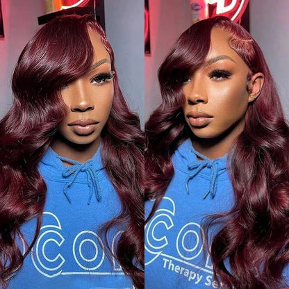 Chic Luxe Hair Glueless Full Lace Front Dark Purple Wavy Long Wig | 100% Human Hair
