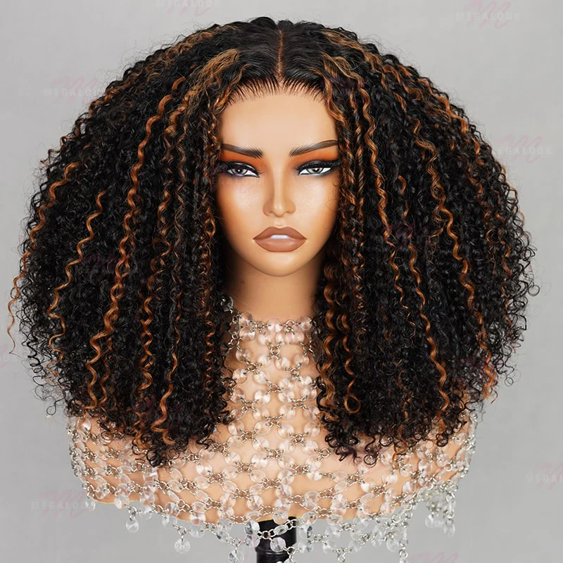 Full Glueless Wear & Go Kinky Curly Lace Front Wig Human Hair Wigs