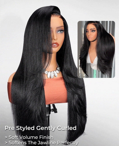 Chic Luxe Hair Pre-Styled Side Part Light Yaki Straight 5x7 Glueless Lace Wig | With Layers | 100% Human Hair