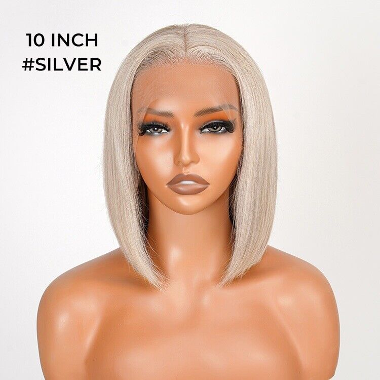 Chic Luxe Hair Lace Coloured Silver Bob Glueless Wig | 100% Human Hair