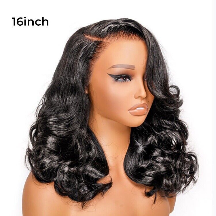 Glueless Ready To Wear Lace Front Layered Double Drawn Body Wave Human Hair Wig