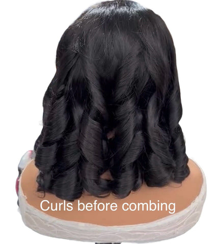 Vietnamese Human Hair Wigs Glueless Bouncy Lace Front Loose Wave Short Wig Women