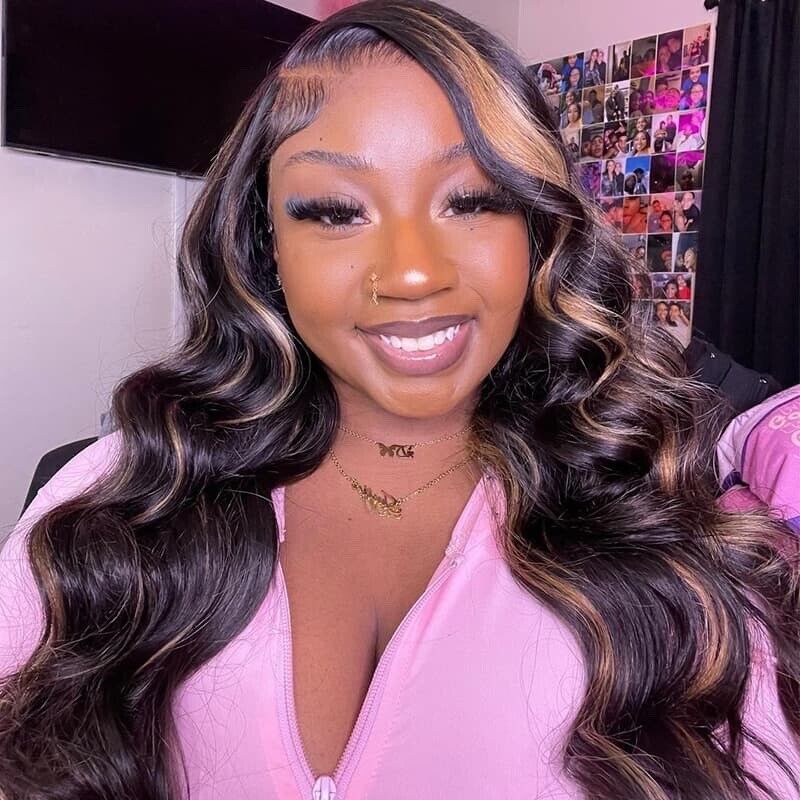 Women Human Hair Wig Glueless Full Lace Front Highlight Wavy Short Long Wigs