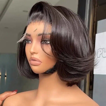 Chic Luxe Hair Butterfly Layered Cut Short Bob Ready To Go Glueless Wig | 100% Human Hair