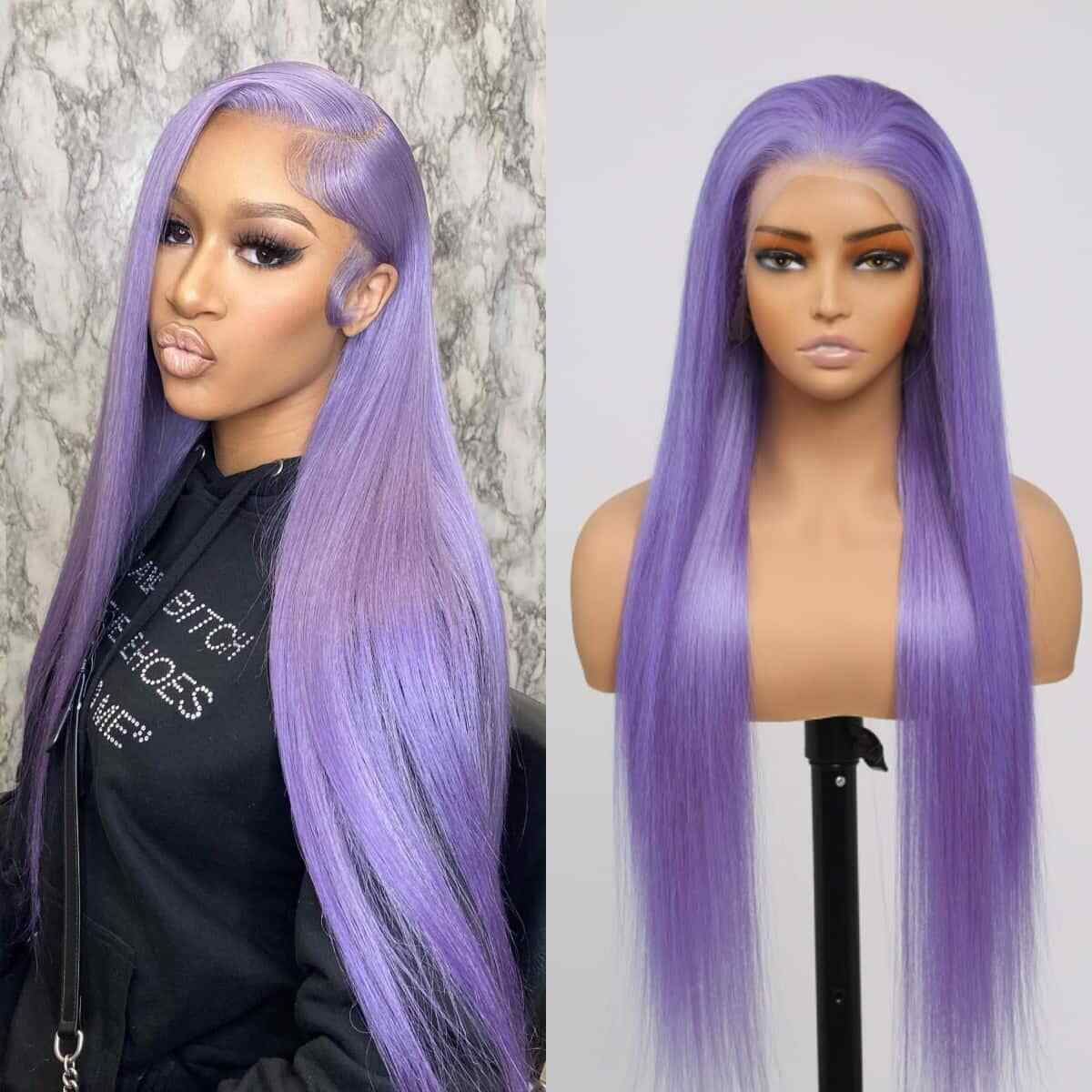 Chic Luxe Hair Lace Front Wavy Straight Light Lavender Glueless Wig | 100% Human Hair