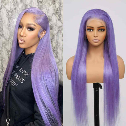 Chic Luxe Hair Lace Front Wavy Straight Light Lavender Glueless Wig | 100% Human Hair