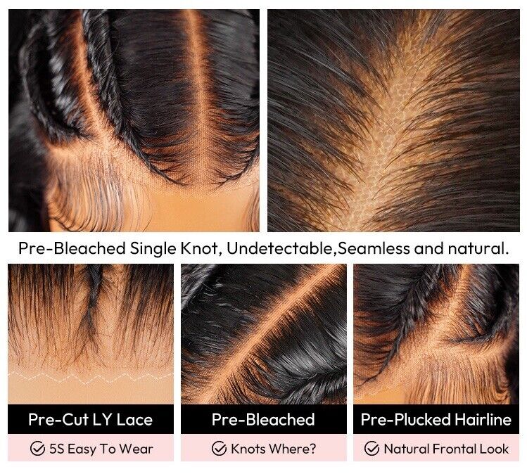 Human Hair Wigs Glueless Pre Styled Braided Lace Front Wear Go Wavy Wig Women