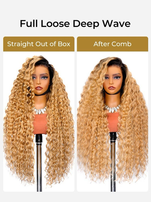Chic Luxe Hair Celebrity Inspired 30 Inch 13x5 HD Lace Ombre Loose Deep Wave Wig | 100% Human Hair | 300% Density