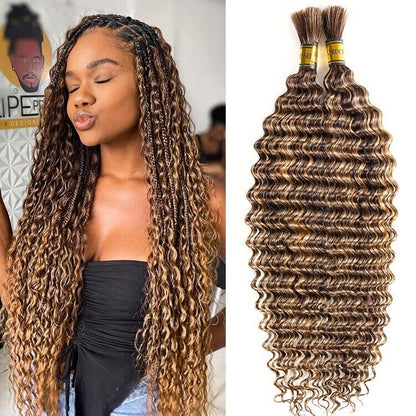 Chic Luxe Hair Deep Wave Human Hair Bulk | For Braiding | Boho Braids | 2 Bundle Pack