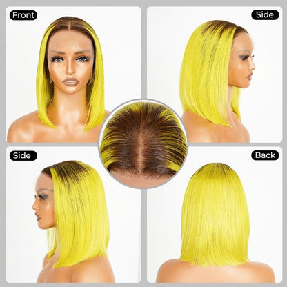 Human Hair Wigs Lace  Coloure #T4/Neon Bob Glueless Wig