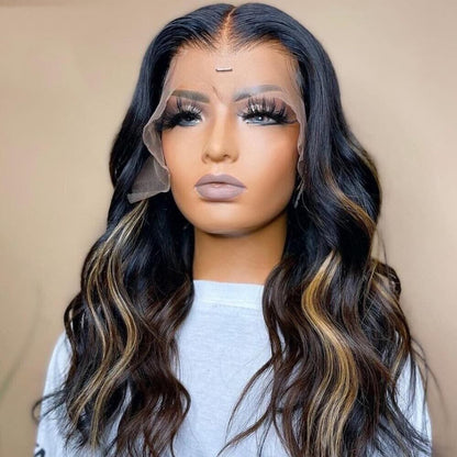 Women Human Hair Wig Glueless Full Lace Front Highlight Wavy Short Long Wigs