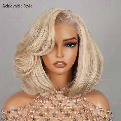 Chic Luxe Hair Full Wavy Glueless Wear Go Lace Front Short Bob Wig | 100% Human Hair
