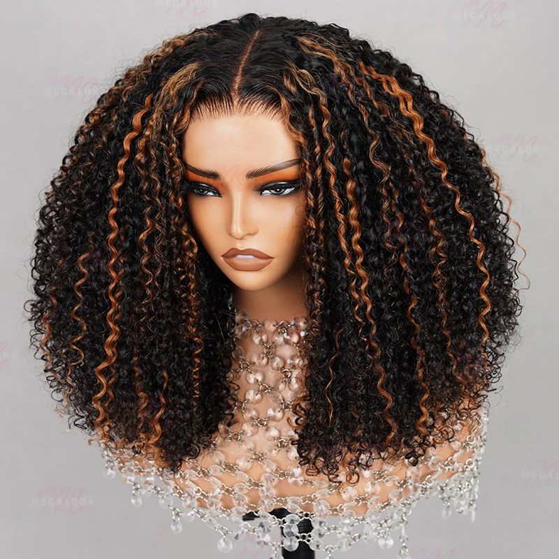 Full Glueless Wear & Go Kinky Curly Lace Front Wig Human Hair Wigs