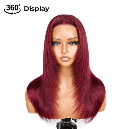 Chic Luxe Hair Glueless Pre-Cut Lace Straight Wear Go Layered Wig | 99j | 100% Human Hair