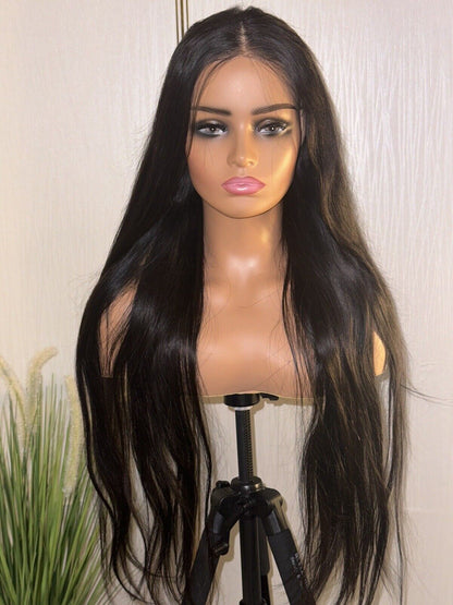 Chic Luxe Hair Full Glueless Lace Front Straight Long Natural Wig | 100% Human Hair