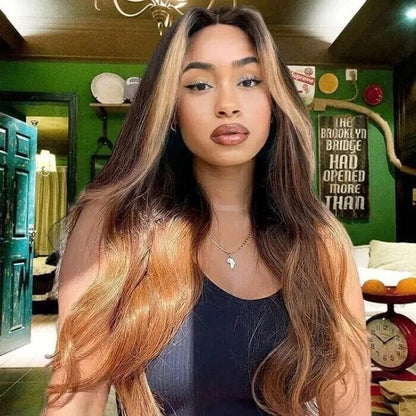 Chic Luxe Hair Glueless Lace Front Wavy Long Wig | Highlights Blonde | 100% Human Hair