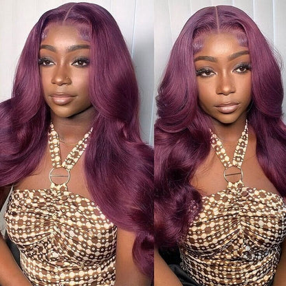 Chic Luxe Hair Glueless Full Lace Front Dark Purple Wavy Long Wig | 100% Human Hair