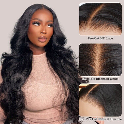 Human Hair Glueless Pre Cut Lace Ready To Wear Wig Body Wave Women Wigs 250%