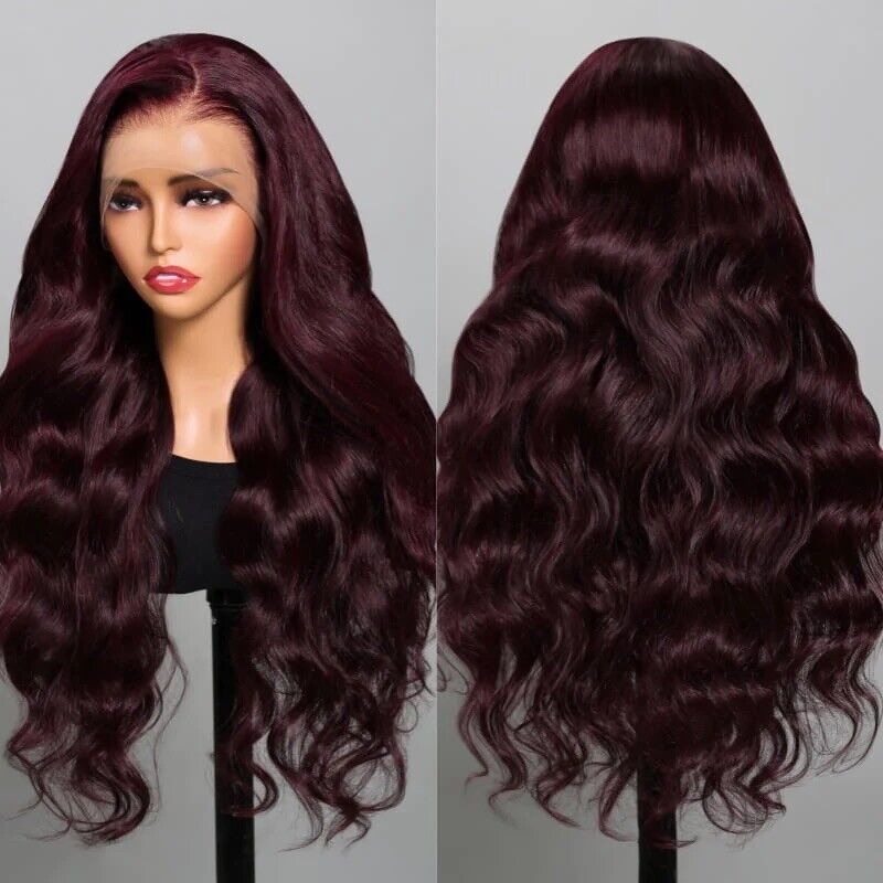 Chic Luxe Hair Glueless Full Lace Front Dark Purple Wavy Long Wig | 100% Human Hair