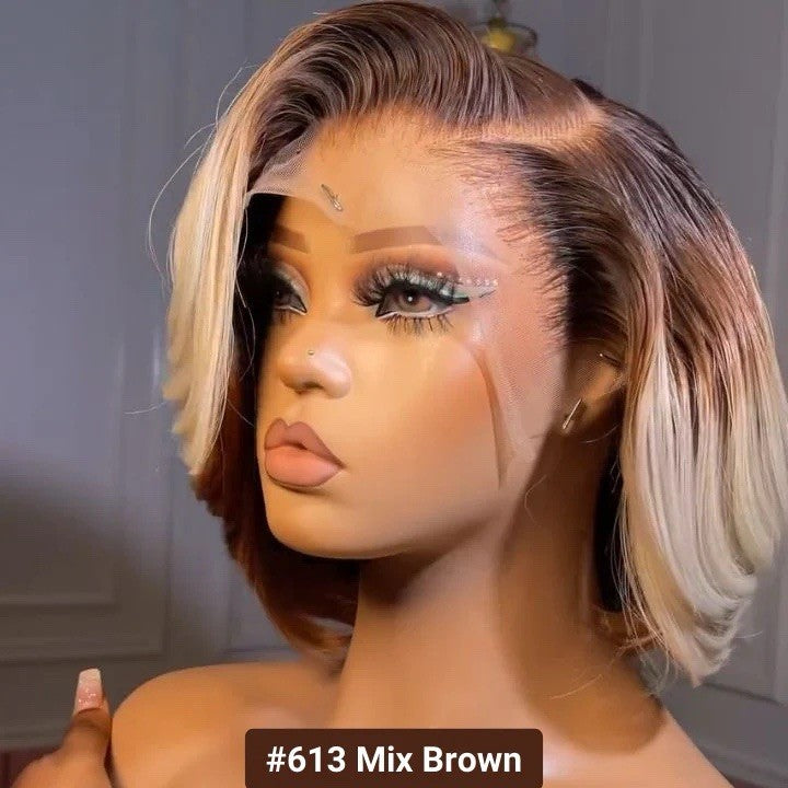 Chic Luxe Hair Vietnamese SDD Layered Cut Lace Front Glueless Bob Wig | 613/Brown | 100% Raw Vietnamese Hair | 250%