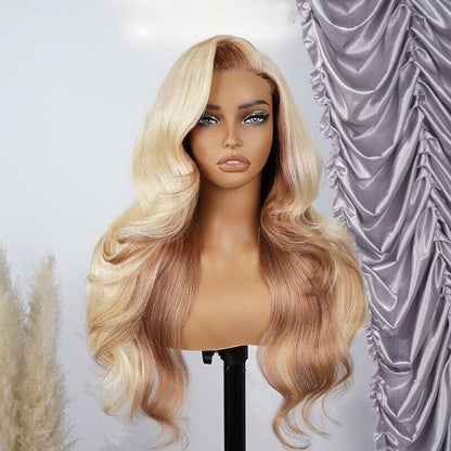 Chic Luxe Hair Glueless Blonde And Flaxen Brown Ombre Lace Front Wig | 100% Human Hair | 250% Density