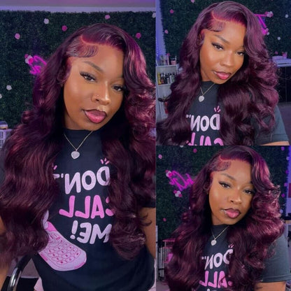 Chic Luxe Hair Glueless Full Lace Front Dark Purple Wavy Long Wig | 100% Human Hair