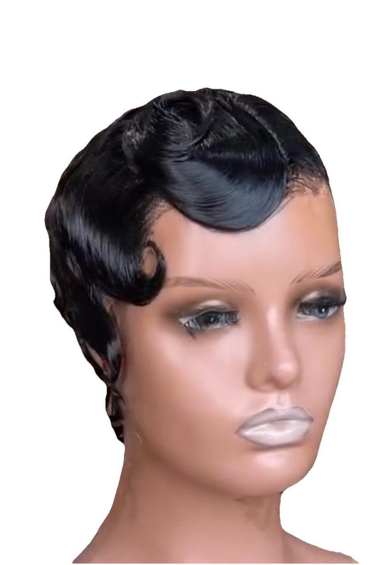 Chic Luxe Hair Pixie Cut Finger Wavy Pre-Styled Short Wig | 100% Human Hair