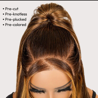 Chic Luxe Hair Glueless Customised Pre-Styled Honey Blonde Lace Front Wig | 100% Human Hair | 250%