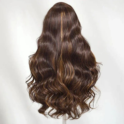 Chic Luxe Hair Highlight Wavy Hair Honey Brown 6×5 Glueless HD Lace Front Wig | 100% Human Hair | 250% Density