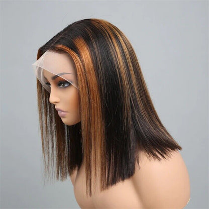 Human Hair Wigs Bone Straight Glueless Lace Front Short Bob Wig