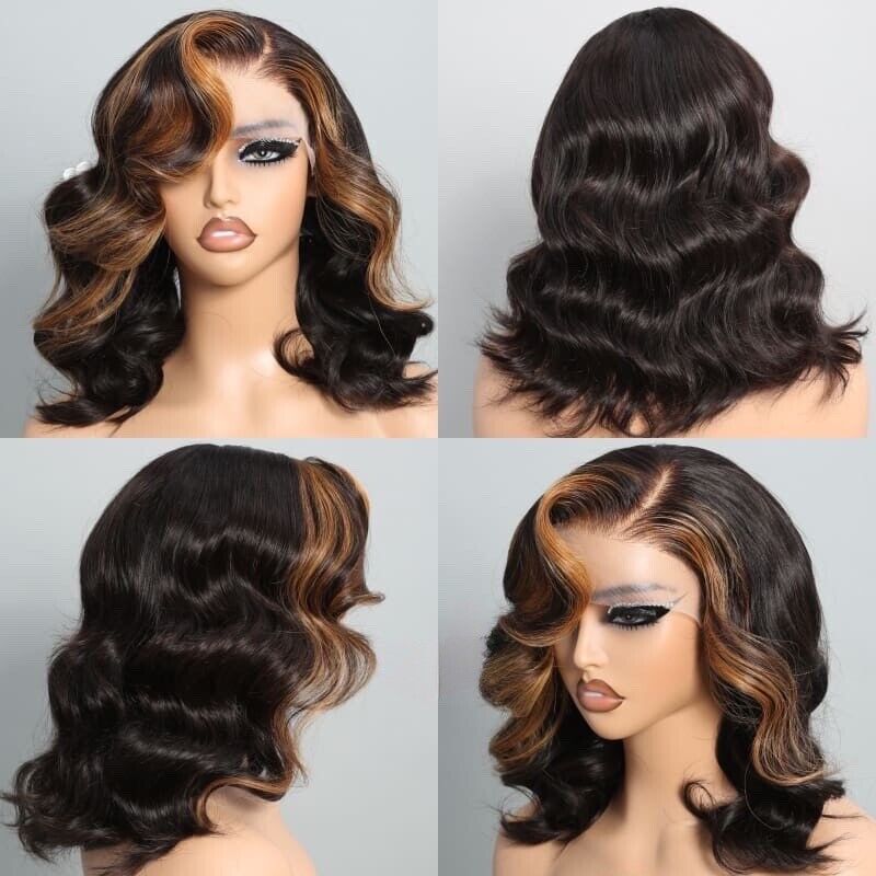 Human Hair Glueless Wear & Go Lace Front Short Wig