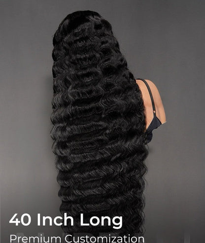 50 Inches Voluminous Deep Wave HD Lace Frontal Wig Super Long Human Hair 300%