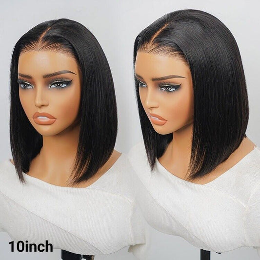 Glueless Pre Cut Lace Ready To Wear Straight Bob Human Hair Wig