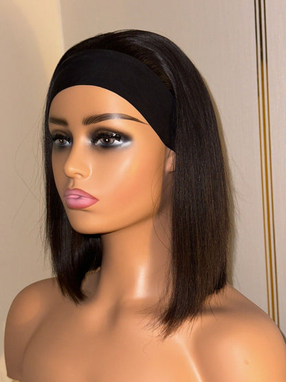 Chic Luxe Hair Glueless Headband Straight Short Bob Wig | Natural | 100% Human Hair