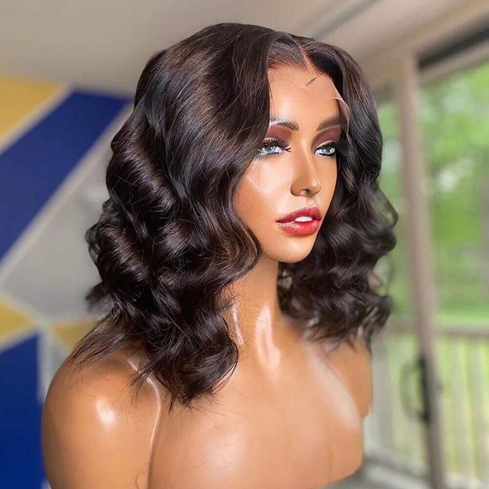 Lace Front Glueless Loose Curly Invisible Short Wigs Human Hair