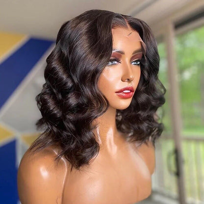 Lace Front Glueless Loose Curly Invisible Short Wigs Human Hair